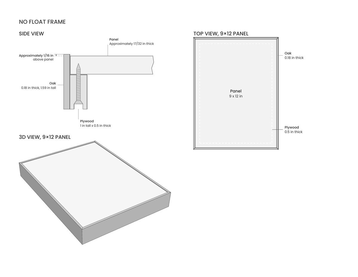 Raw Linen Open Air Panel + Raw European White Oak No-Float Frame | 9x12" | Free Shipping